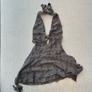 Edikted Shredded Backless Halter Mini Dress
